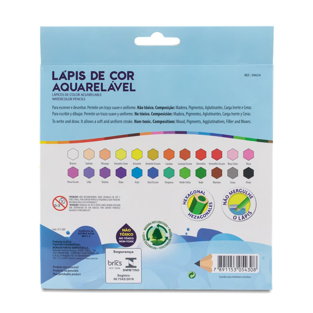 Acrilex Lapices De Colores Acuarelables 24 Colores + Pincel