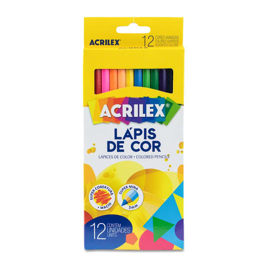 Acrilex Lapices De Colores - 12 Colores - Super Mina 3mm