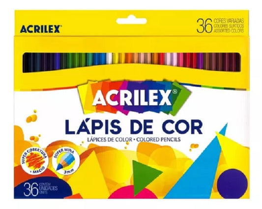 Acrilex Lapices De Colores - 36 Colores - Super Mina 3mm