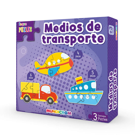 Puzle Medios De Transporte 3 figuras, Peque puzle, Para 3 Años