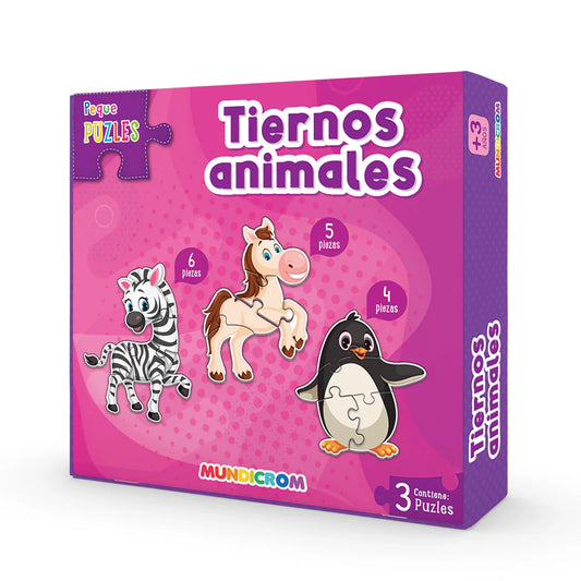 Puzle Tiernos Animales 3 Figuras, Peque Puzle, Para 3 Años