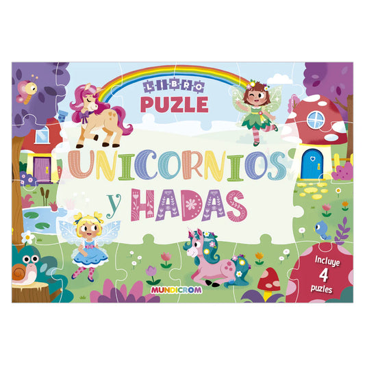 Libro Puzle Unicornios Y Hadas, 4 Puzles - Mundicrom