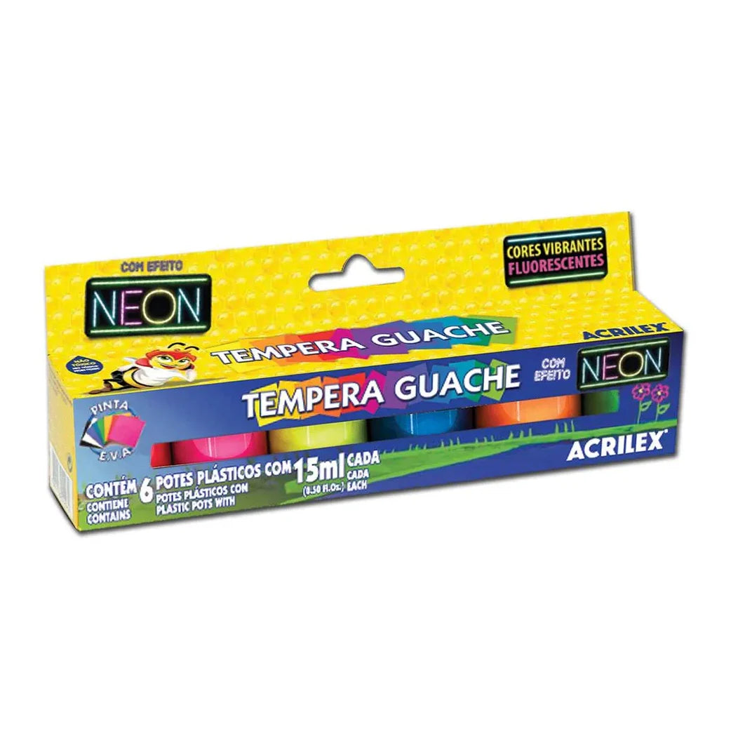 Tempera Neon Fluorescente 6 colores - Acrilex