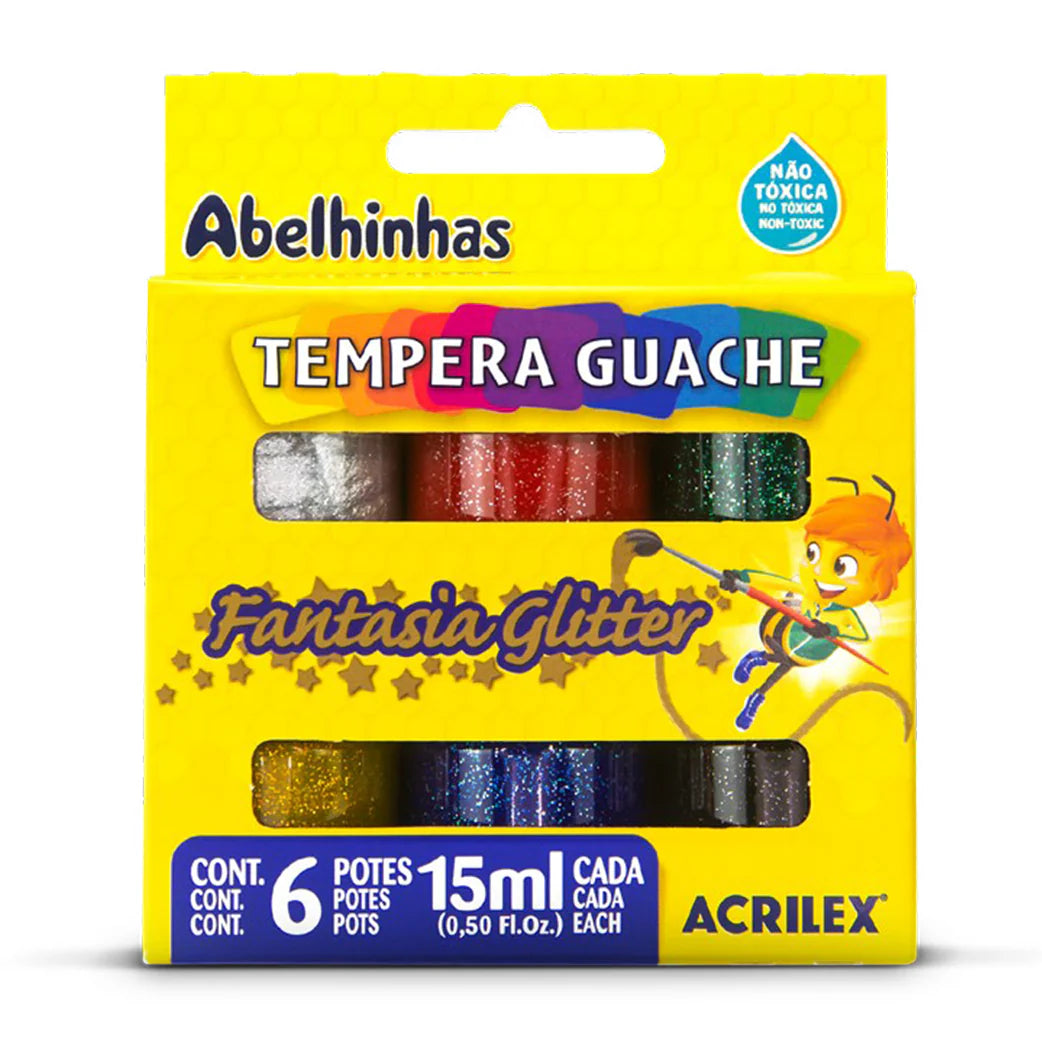 Tempera Glitter  6 colores Acrilex